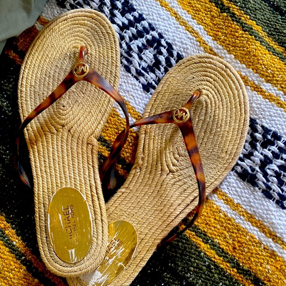 MICHAEL Michael Kors Shoes - Michael kors tortoise espadrilles flip flops